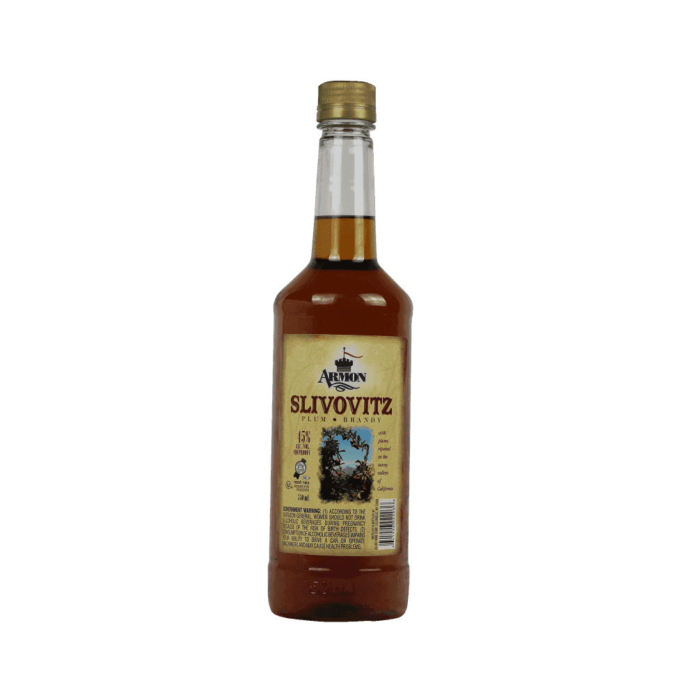 Armon Slivovitz plum brandy - Plastic Bottle 750ml. Kosher brandy at Areles kosher wines and Spirits.