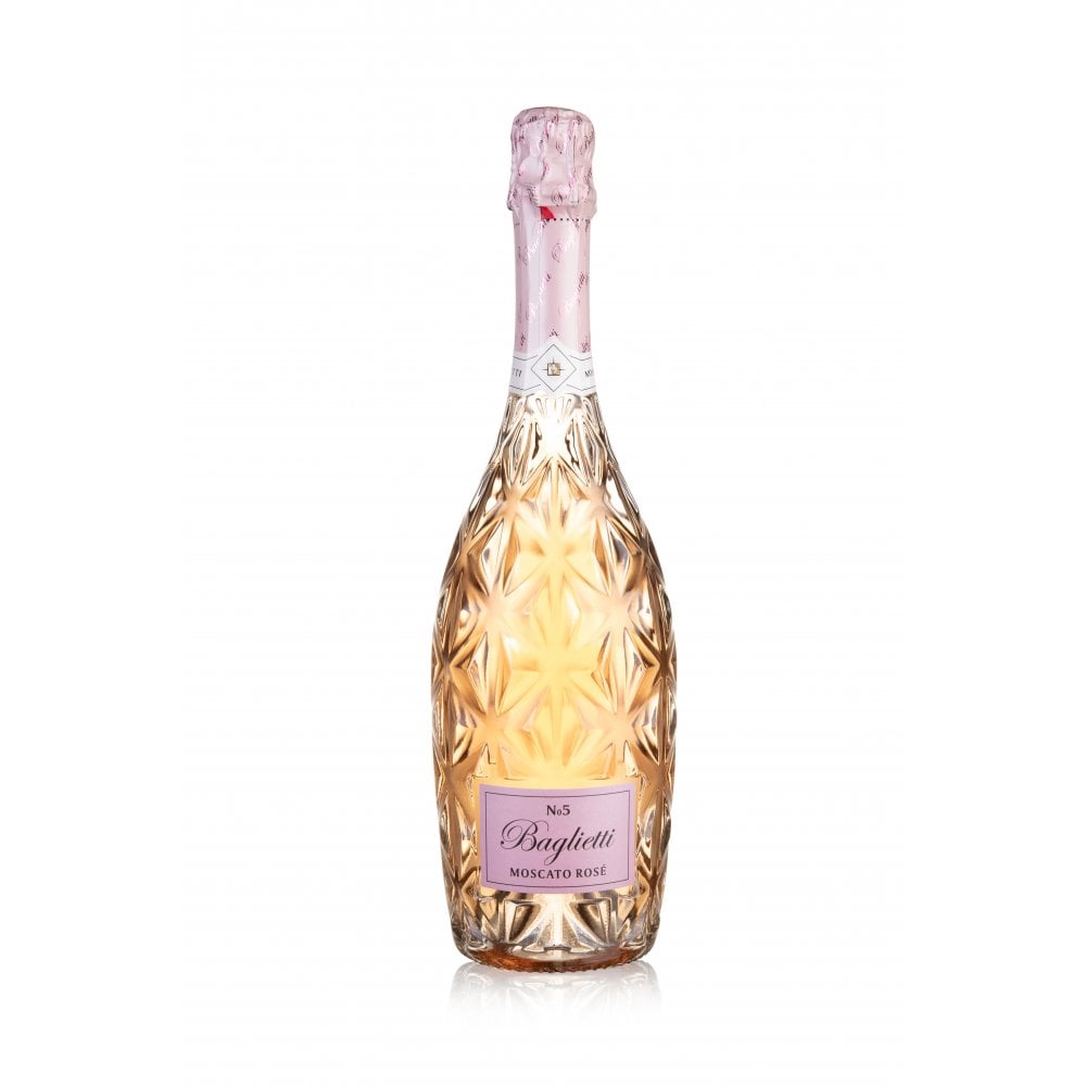 Baglietti Moscato Rose semi-sweet wine. Italian wine. Kosher bubbly wine. Kosher wine. Kosher sweet wine. Beautiful wine for presents. Wine gifts available at Areles kosher wines and spirits.