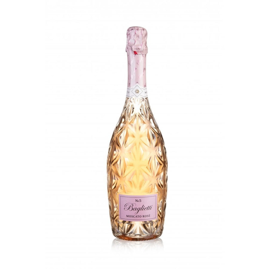 Baglietti Moscato Rose semi-sweet wine. Italian wine. Kosher bubbly wine. Kosher wine. Kosher sweet wine. Beautiful wine for presents. Wine gifts available at Areles kosher wines and spirits.