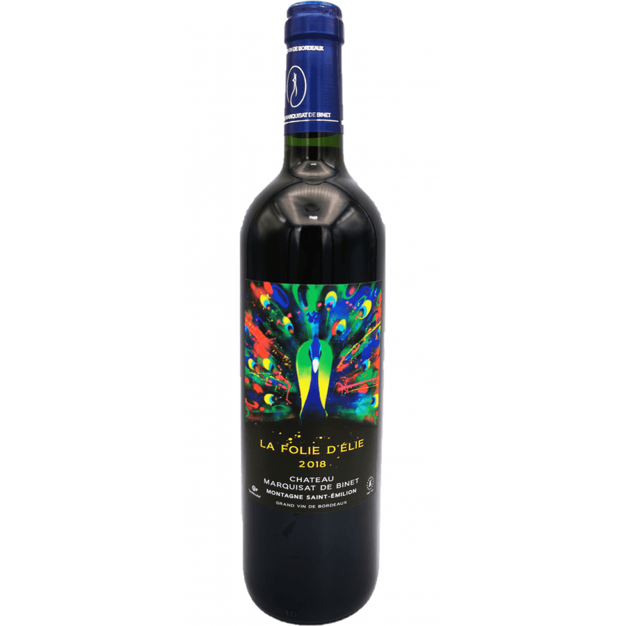 Chateau Marquisat de Binet La Folie D'Elie 2018 Saint-Émilion. Kosher wine bottle.