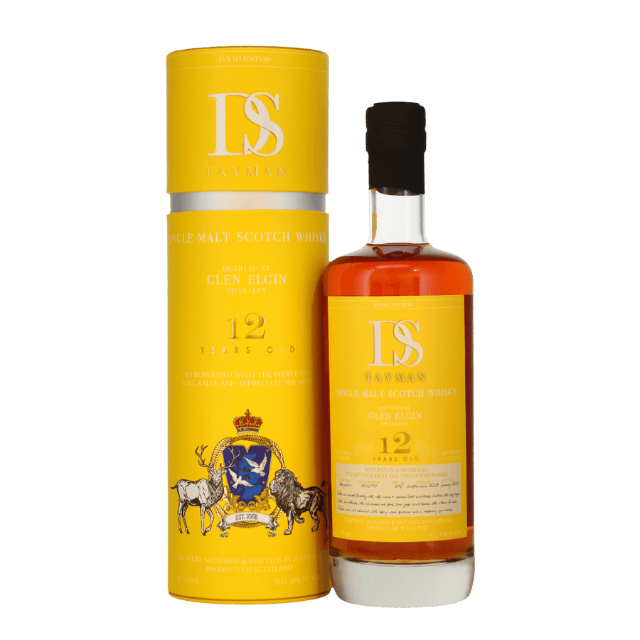 mage of DS Tayman Glen Elgin Tulip Edition - 12 Year Old whisky bottle, showcasing its elegant design and rich, sweet, and spicy flavour profile. Kosher whisky.