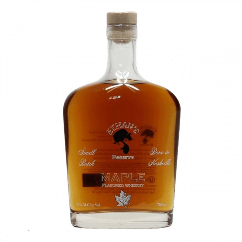 Bottle of Ethan's reserve distillery maple flavored whisky in a 750ml bottle - kosher whisky for gifting and savoring.