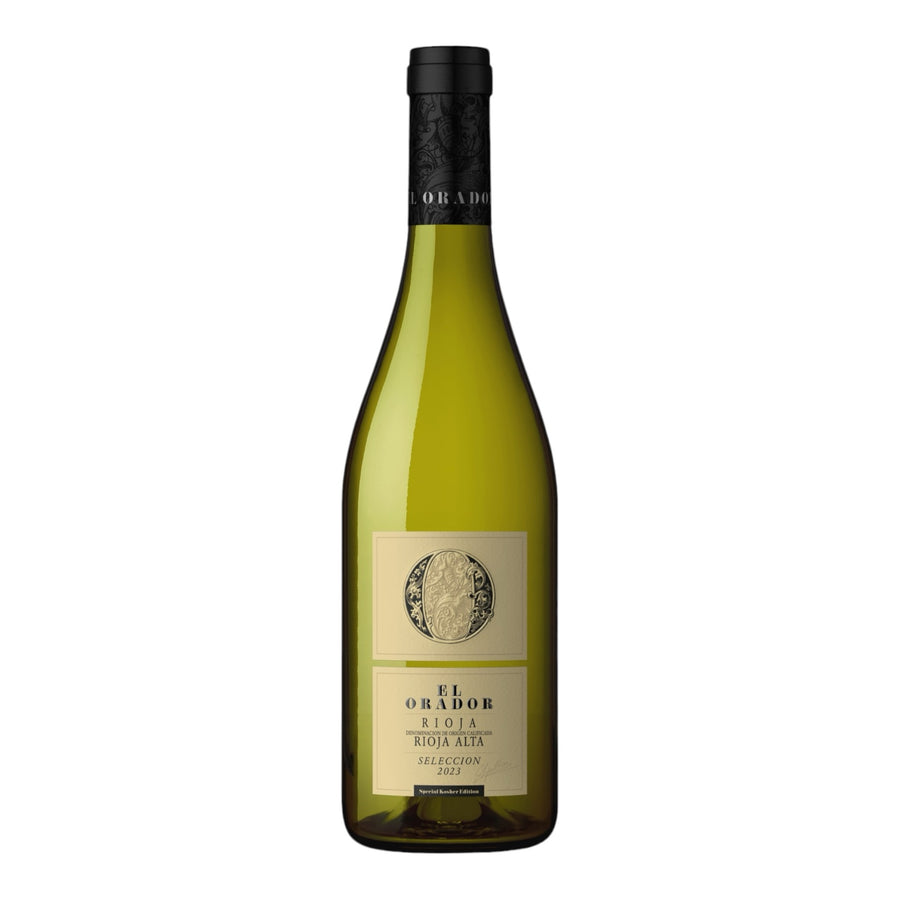 Image of El Orador Rioja Alta Dry White kosher wine bottle, featuring a refreshing and crisp profile with citrus, green apple, and floral aromas.