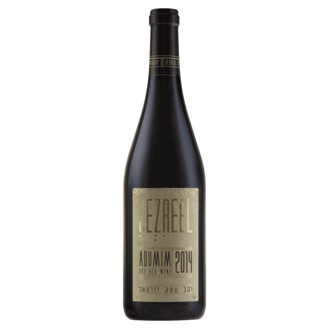 Bottle of Jezreel Valley Adumim 2014 is a dry red kosher wine