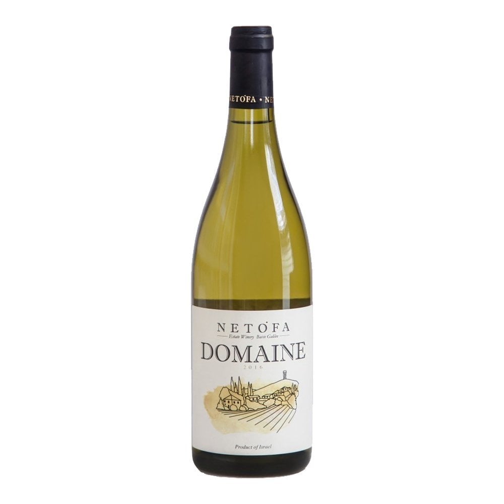 Bottle of Domaine Netofa Blanc, a dry white wine from Israel.