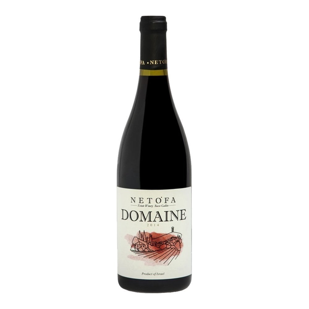A bottle of Domaine Netofa Red, dry red kosher wine from Israel.