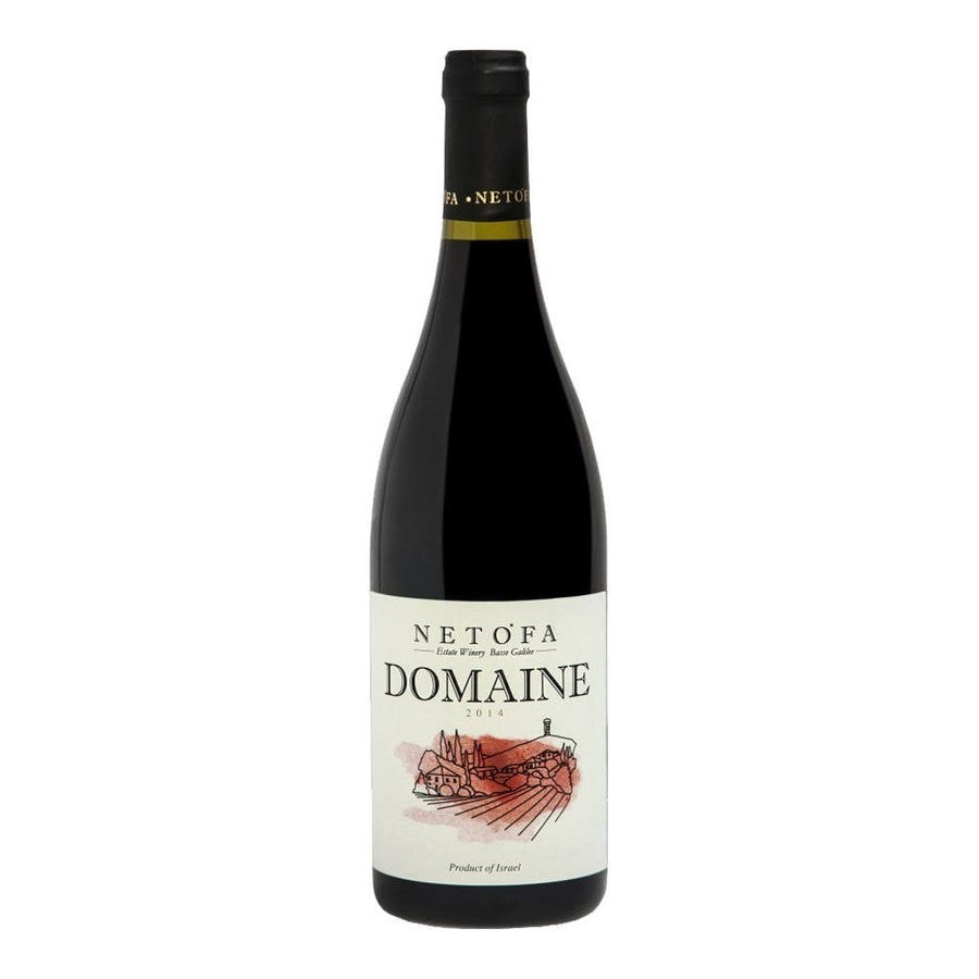 A bottle of Domaine Netofa Red, dry red kosher wine from Israel.