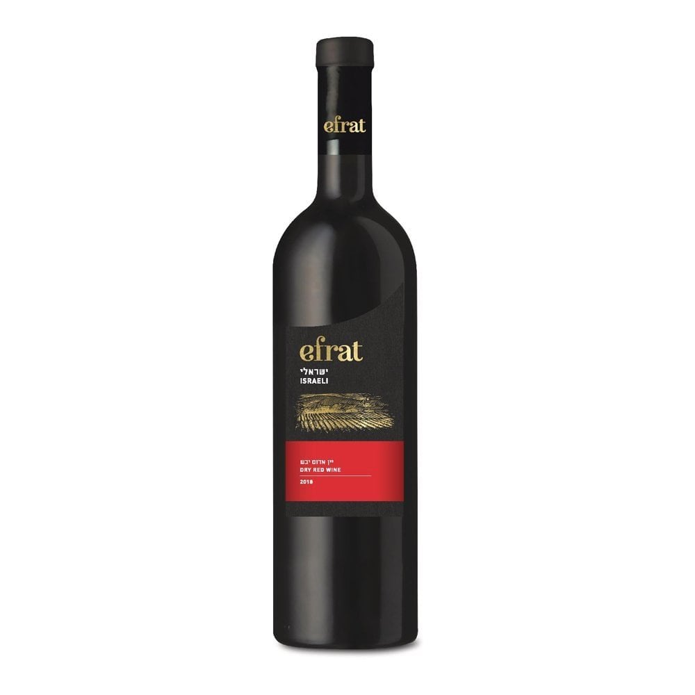 Image of Efrat Israeli Dry Red Blend bottle, displaying the rich colour and elegant label of this kosher wine.