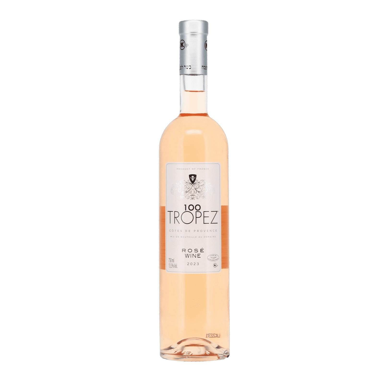 A bottle of 100 Tropez Rosé 2023 wine - French kosher Rosé