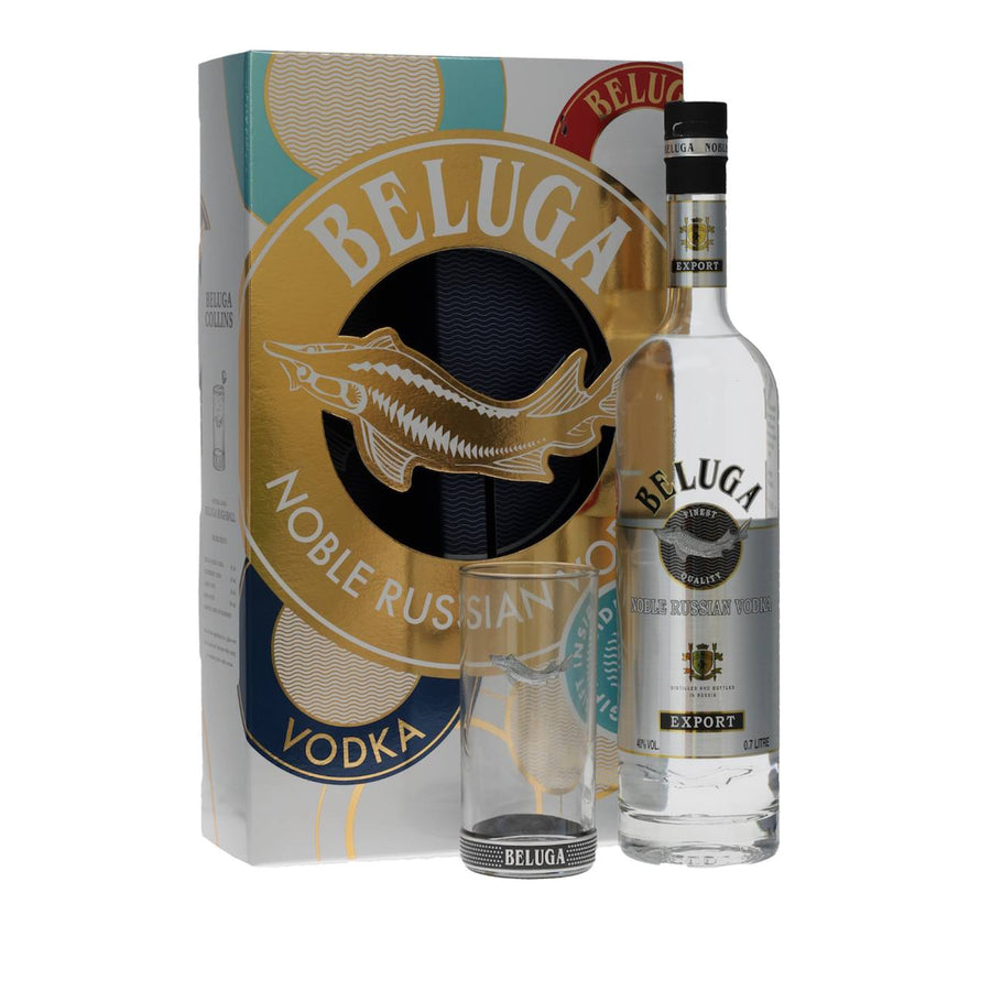 Beluga vodka with highball glass - kosher gift. 