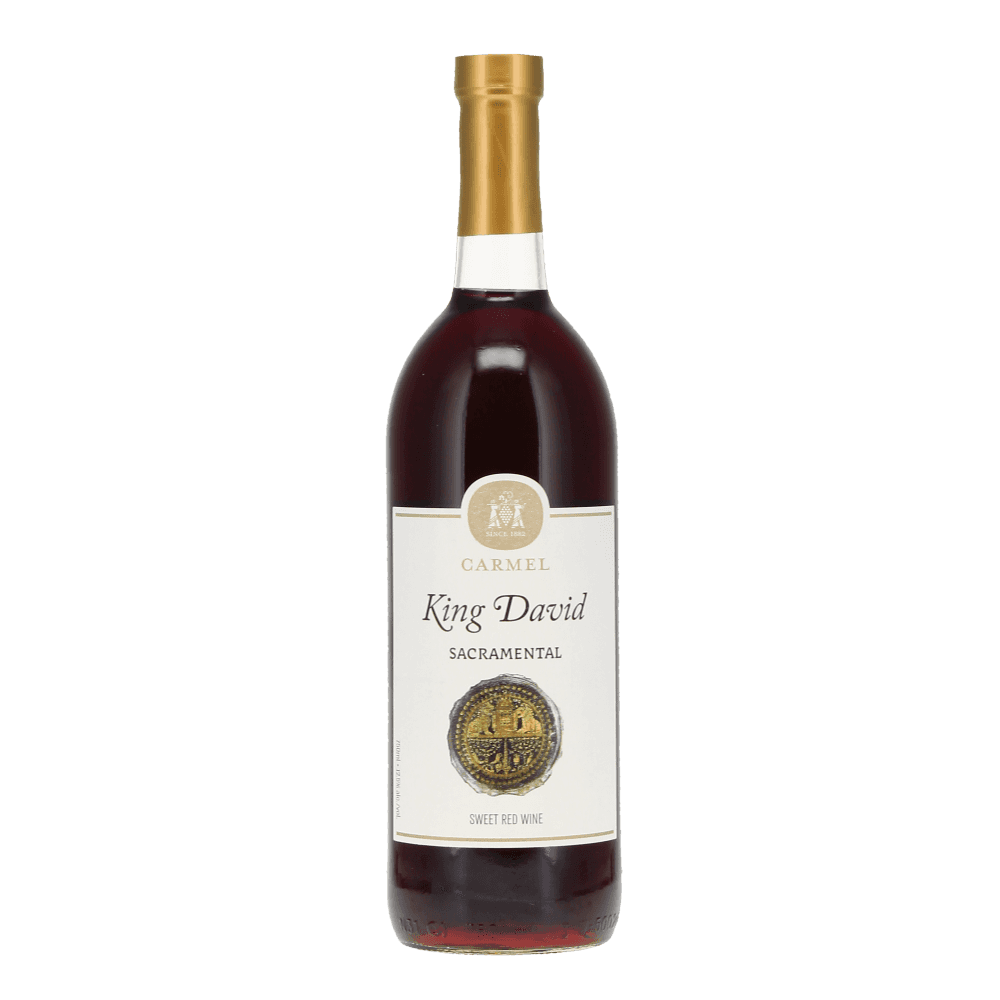 Bottle of Carmel king David sacramental sweet red wine