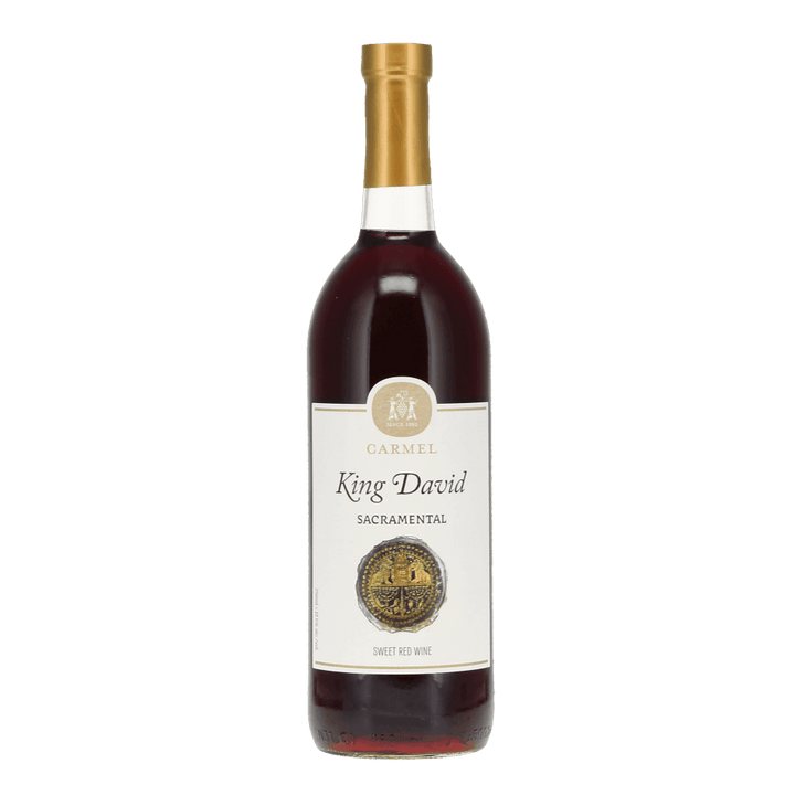 Bottle of Carmel king David sacramental sweet red wine