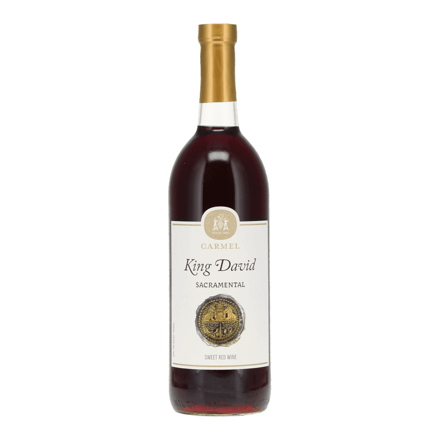Bottle of Carmel king David sacramental sweet red wine