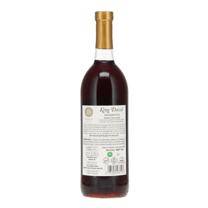 Back of Carmel winery king David Sacramental wine. 
