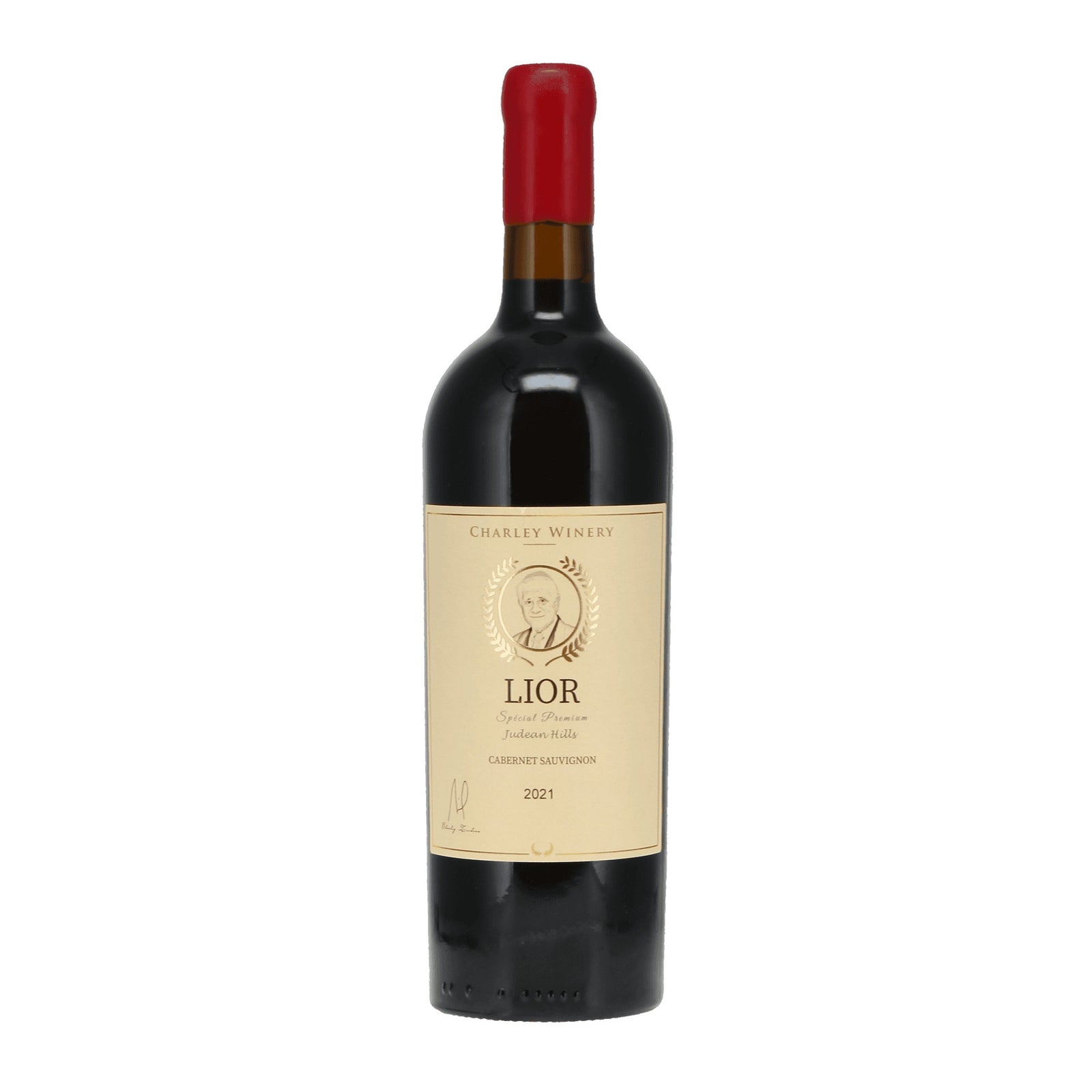 A bottle of Charley winery Lior Cabernet Sauvignon 2021 - special premium dry red wine. 