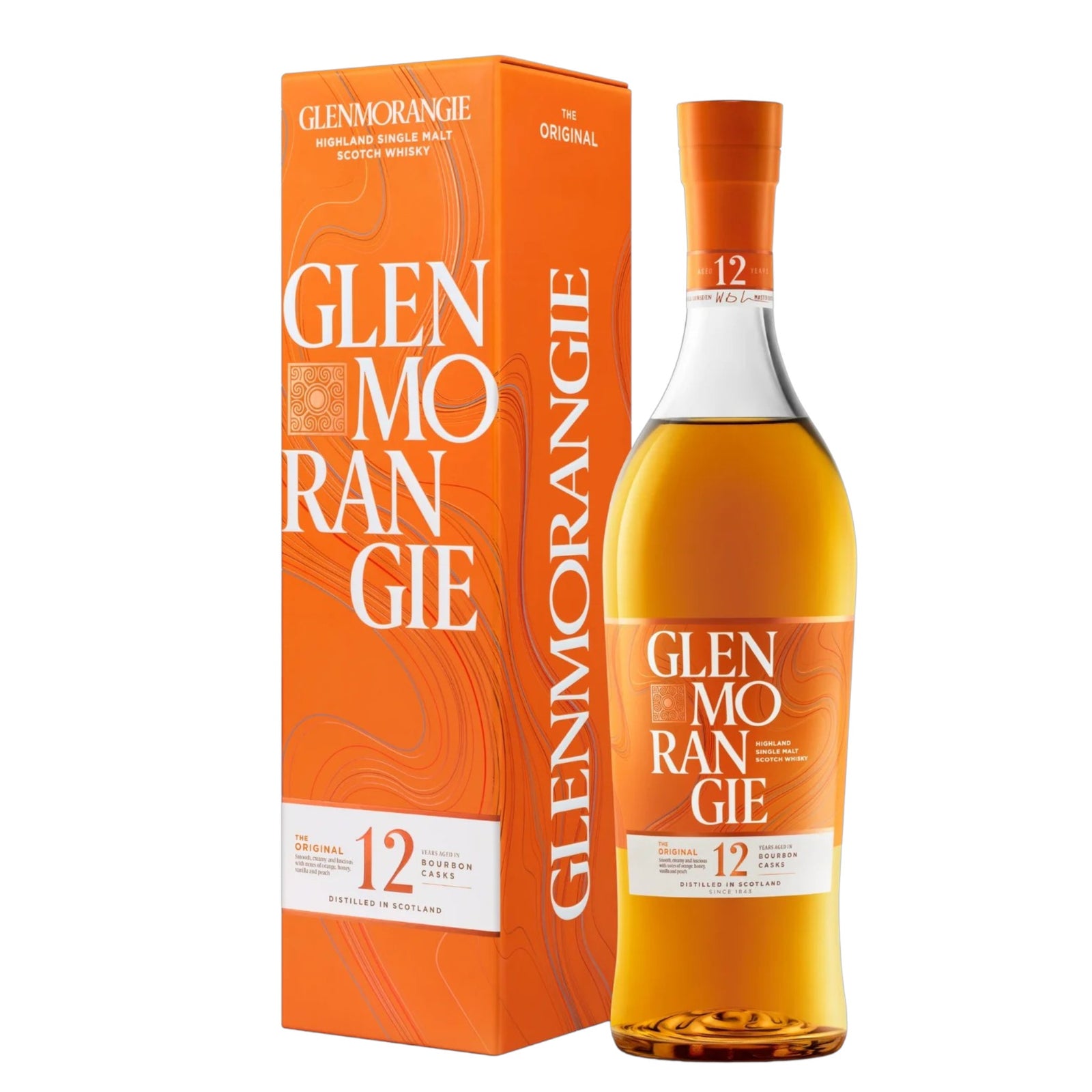 Glenmorangie The Original 12 Year Old Single Malt Scotch Whisky, highland single malt whiskey aged in bourbon cases. 