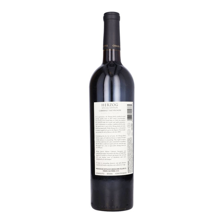 Back of a bottle of Herzog special edition chalk hill - cabernet sauvignon 