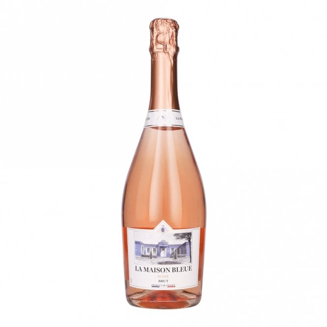 Bottle of La Maison Bleue is a kosher rose - dry champagne. 