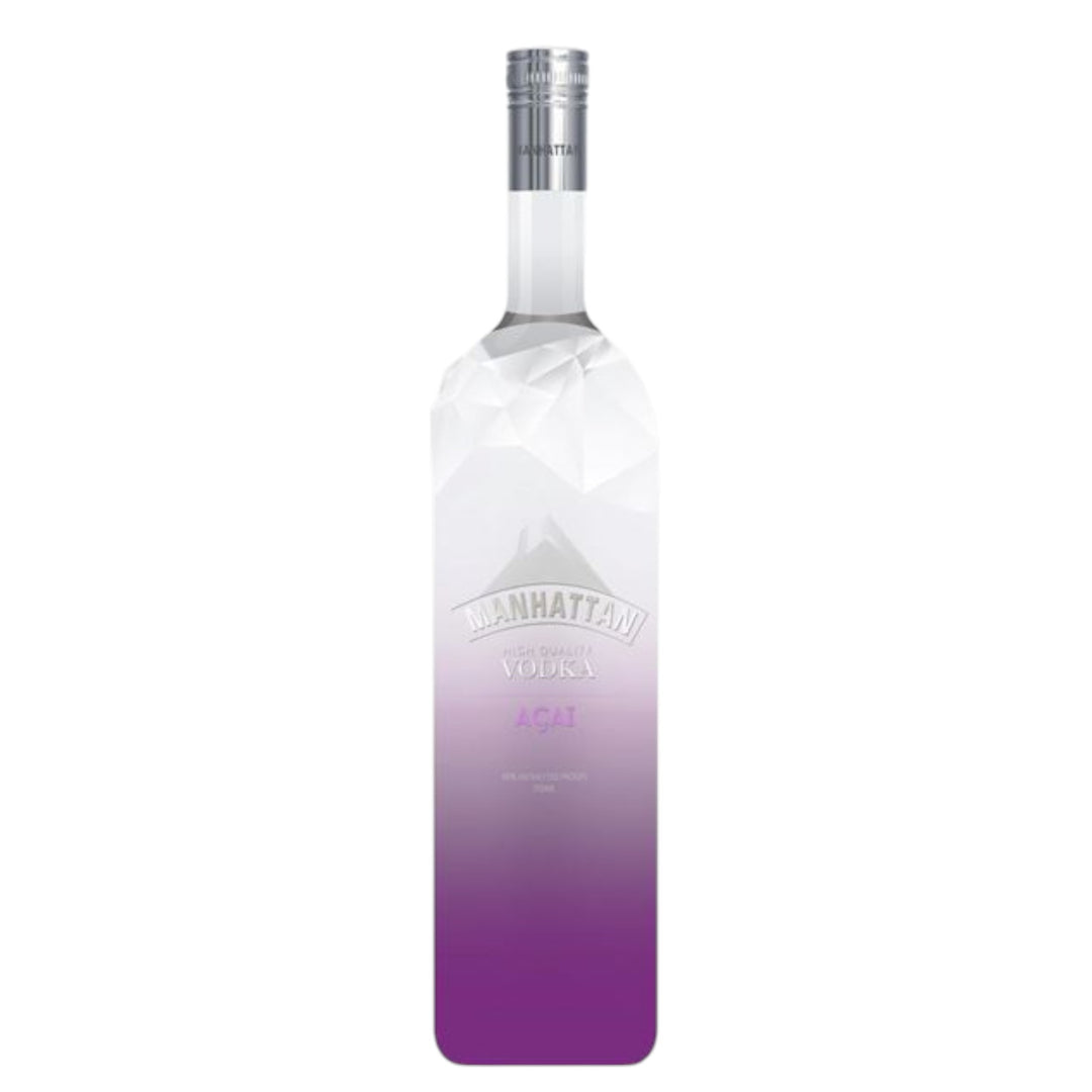 Bottle of Manhattan high quality vodka in Açaí flavour - kosher vodka from Areles kosher wines and spirits. 