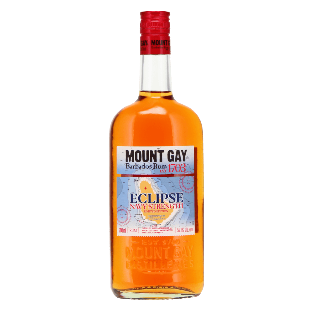 Mount Gay Eclipse rum bottle, limited edition Barbados rum with 57.1% alcohol volume