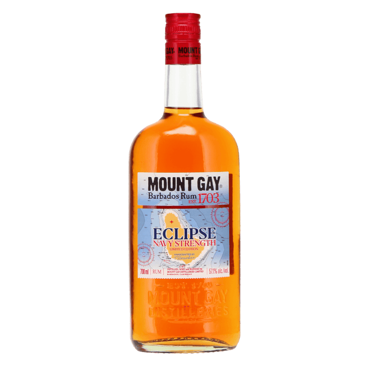 Mount Gay Eclipse rum bottle, limited edition Barbados rum with 57.1% alcohol volume