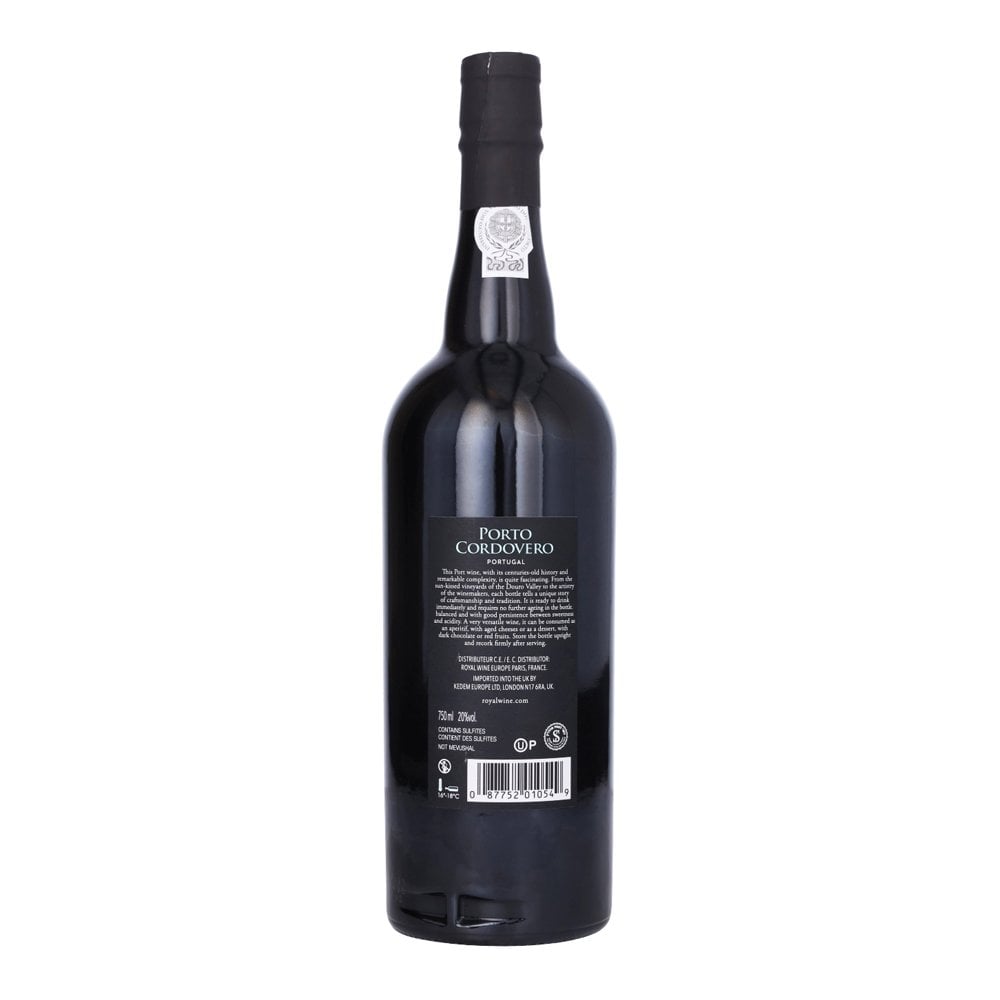 Bottle of Porto Cordovero Portugal, ruby kosher wine. 