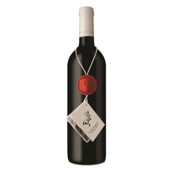 A bottle of Yatir Forest 2017 red wine with red seal 