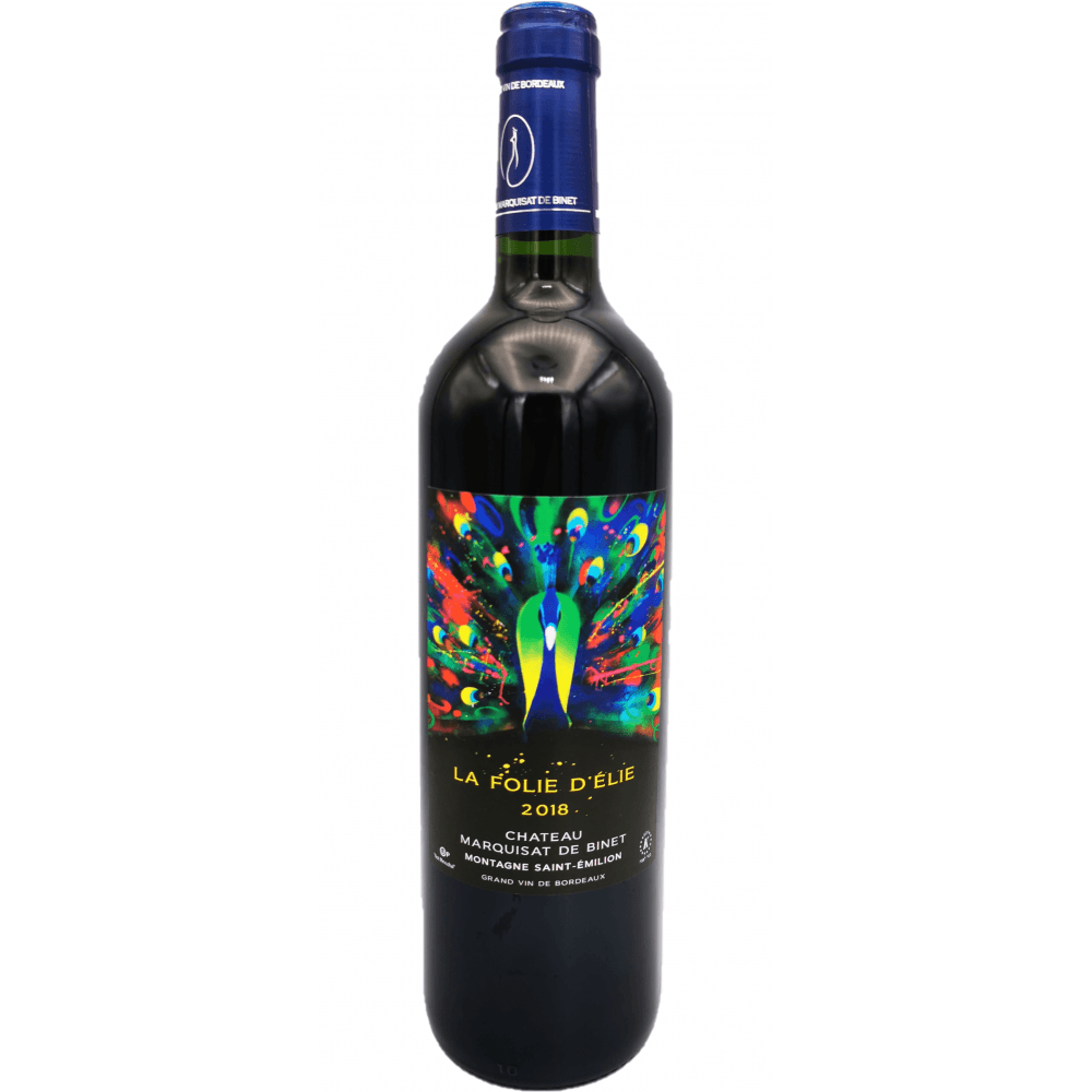Chateau Marquisat de Binet La Folie D'Elie 2018 Saint-Émilion. Kosher wine bottle. 