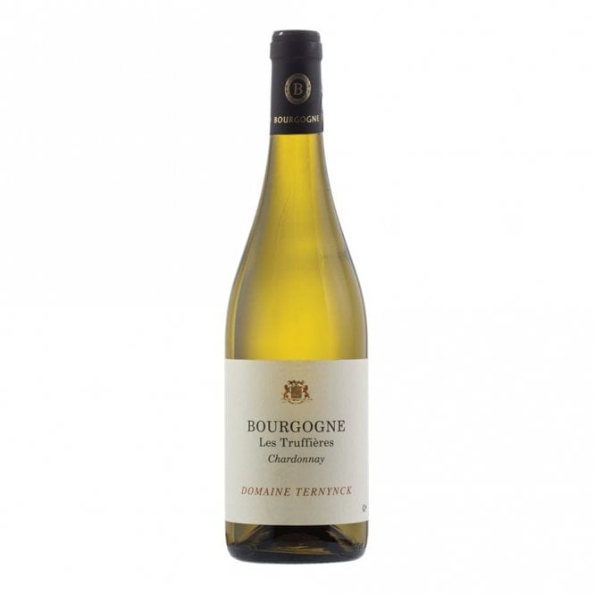 Bottle of Domaine Ternynck Bourgogne Les Truffières Chardonnay bottle with elegant label, showcasing a kosher white wine.