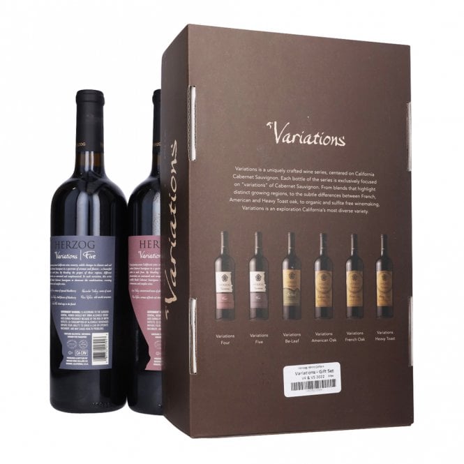 Herzog kosher gift pack with 2 wine bottle Herzog variation four and Herzog variation five. 