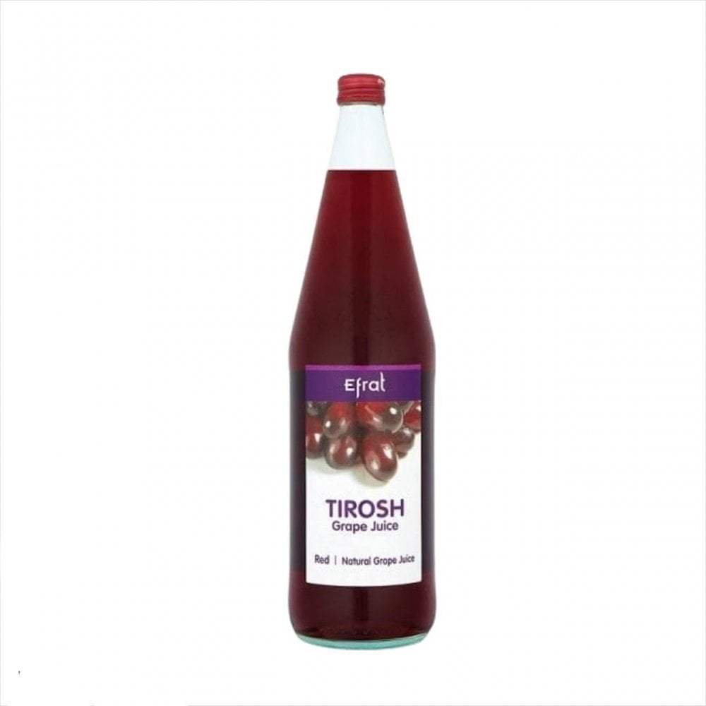 Image of Efrat Tirosh Red Grape Juice bottle, a kiddish wine showcasing its rich, sweet flavour made from natural red wine grapes.